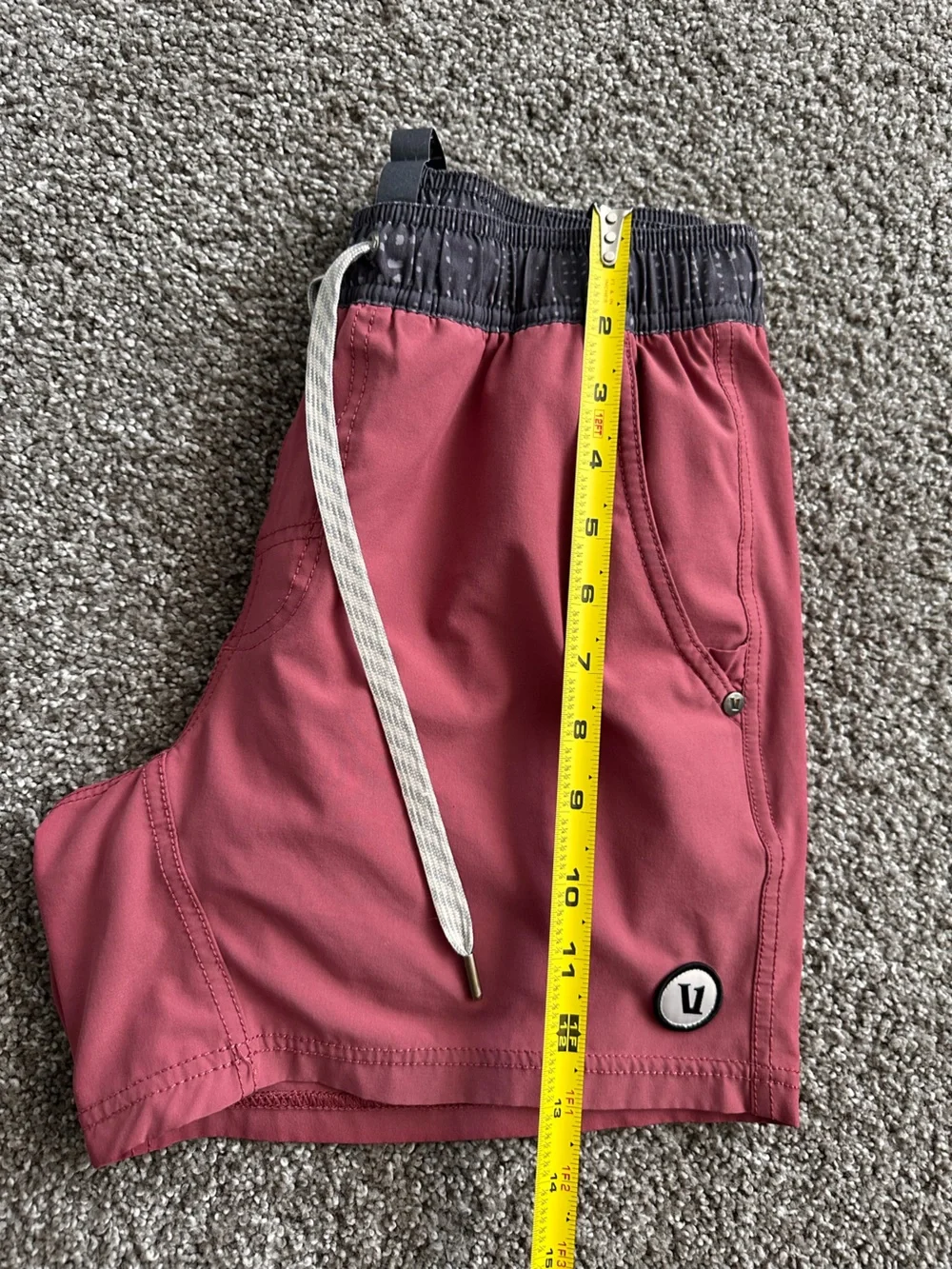 Vuori Women's Athletic Shorts in Dusty Rose with Black Waistband